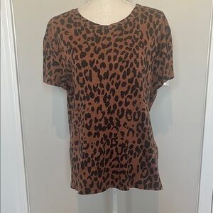Maurices Brown & Black Leopard Short Sleeve Cotton Tee Size Large
